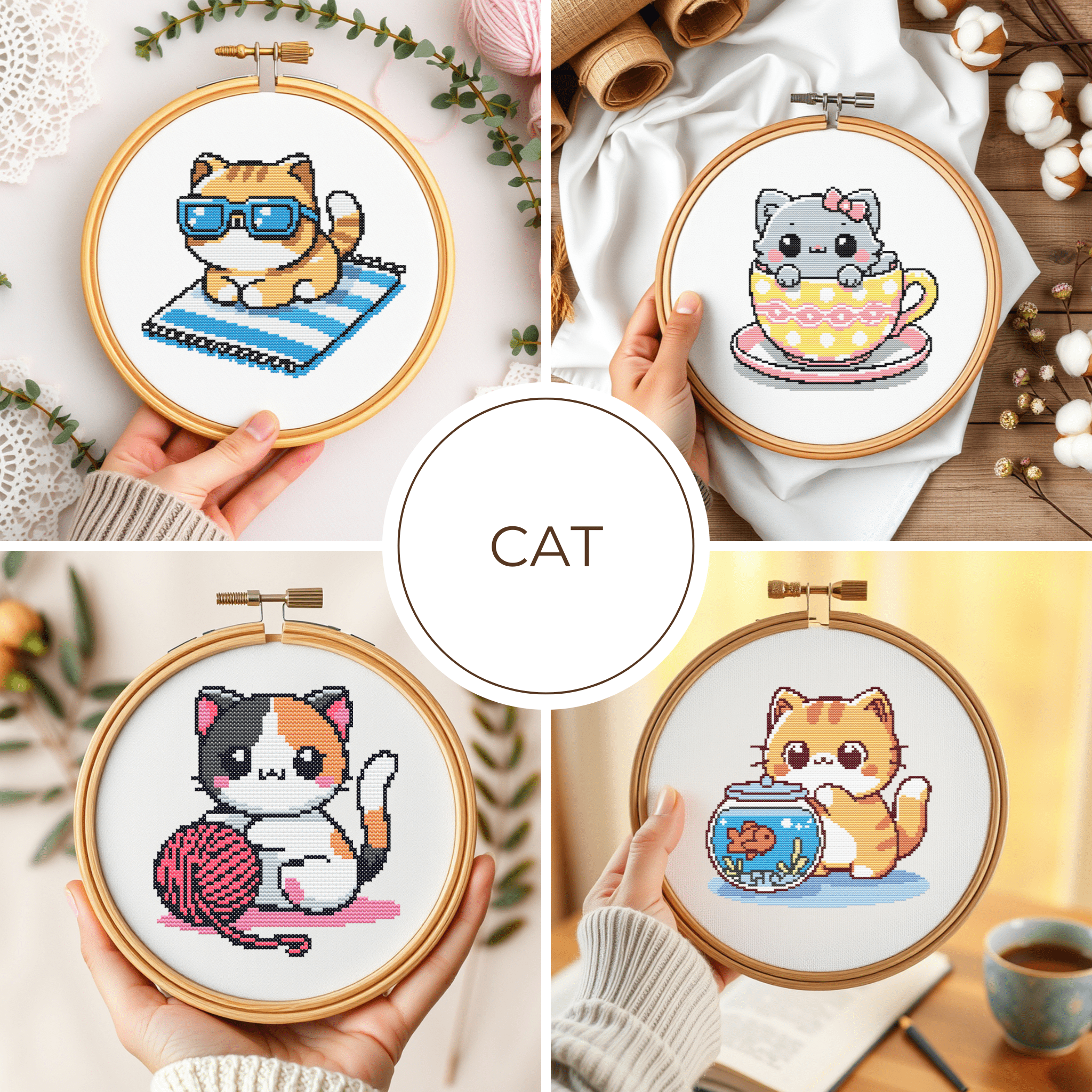 Digital Cat Cross Stitch Pattern PDF - November Studio by Linh