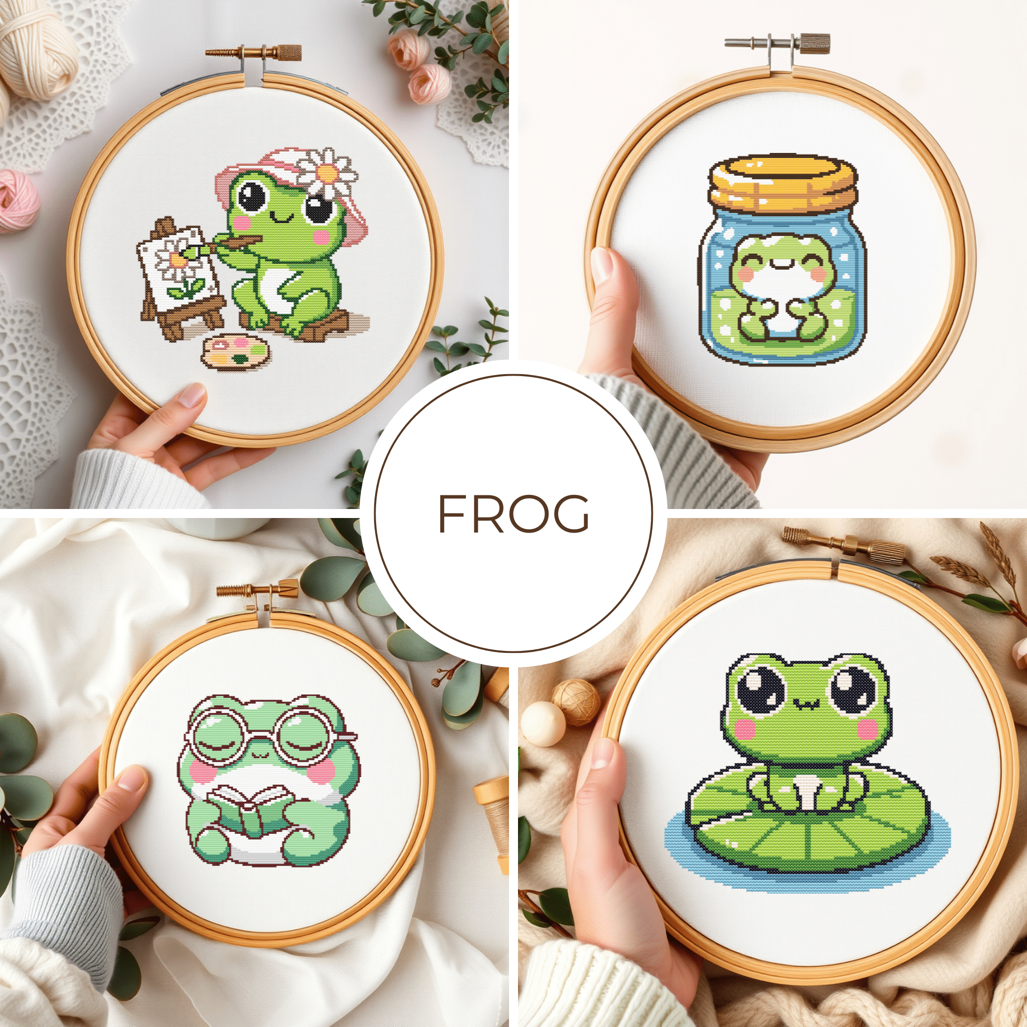 Digital Frog Cross Stitch Pattern PDF - November Studio by Linh
