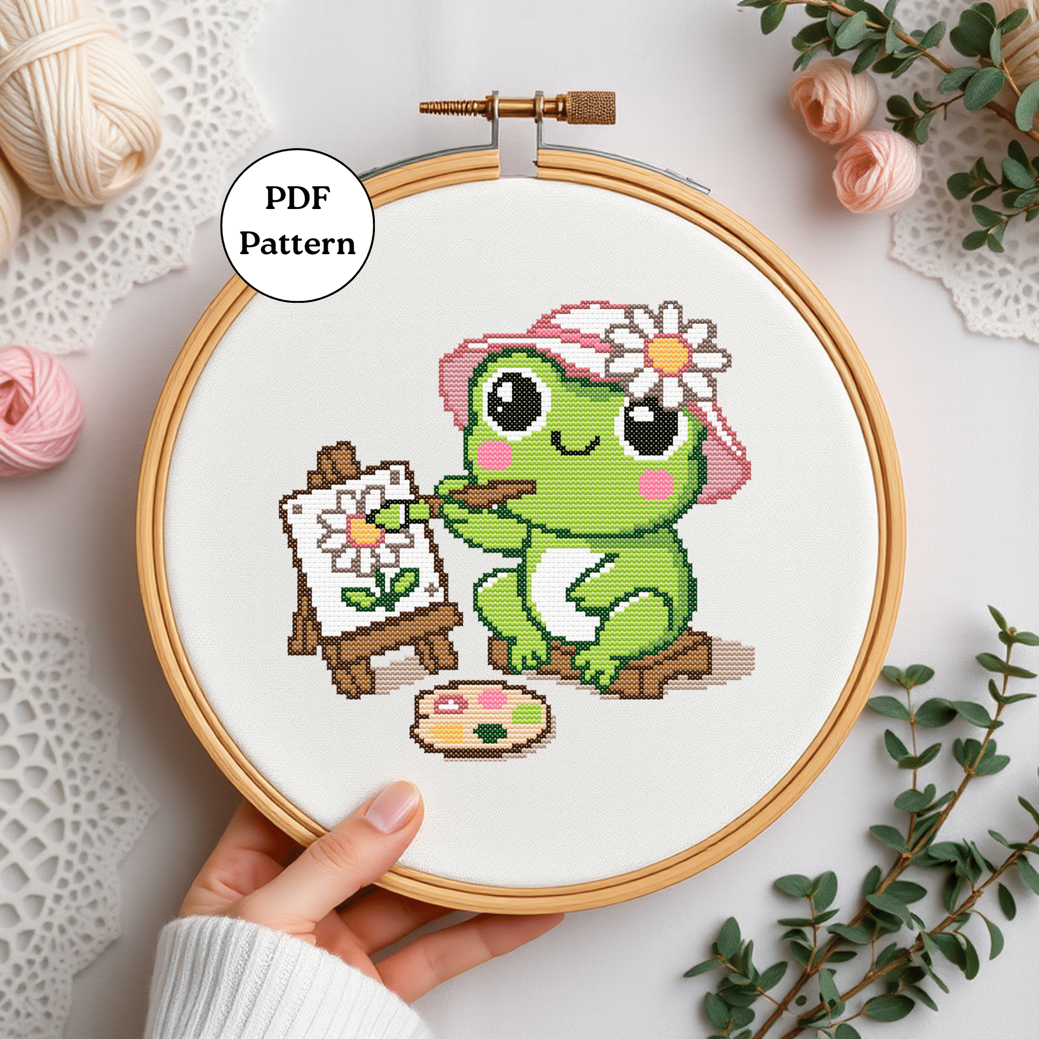 Digital Frog Cross Stitch Pattern PDF - November Studio by Linh