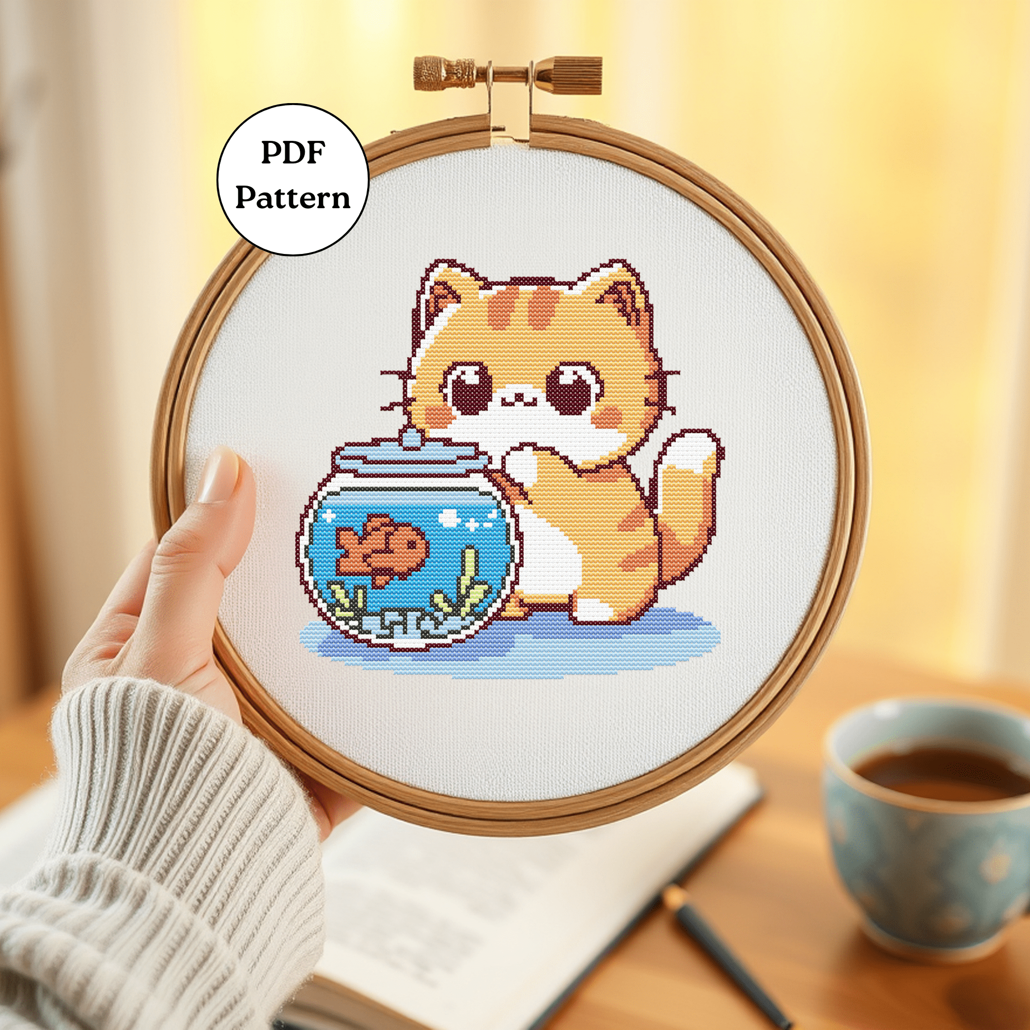Digital Cat Cross Stitch Pattern PDF - November Studio by Linh