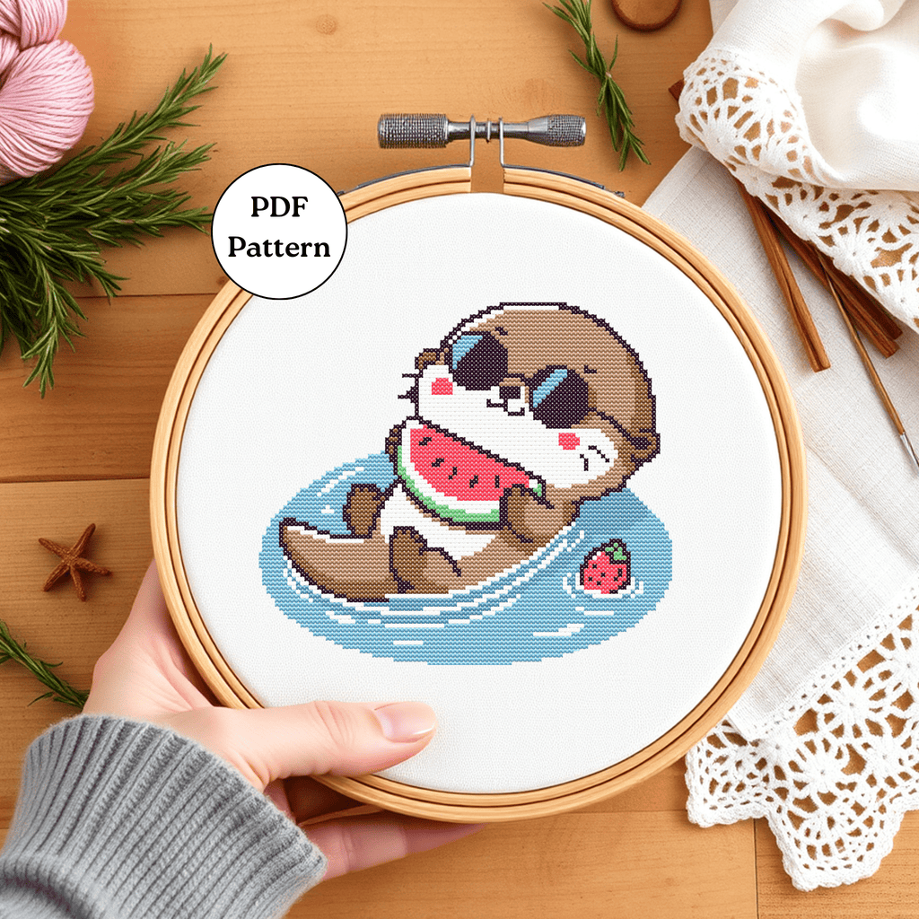 Digital Otter Cross Stitch Pattern PDF - November Studio by Linh