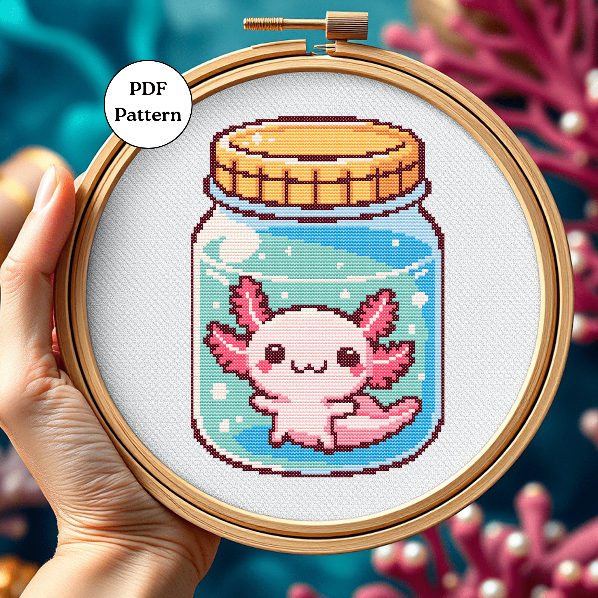 Digital Axolotl Cross Stitch Pattern PDF - November Studio by Linh