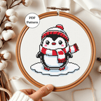 Digital Christmas Penguin Cross Stitch Pattern PDF - November Studio by Linh