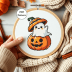 Digital Halloween Pumpkin Ghost Cross Stitch Pattern PDF - November Studio by Linh