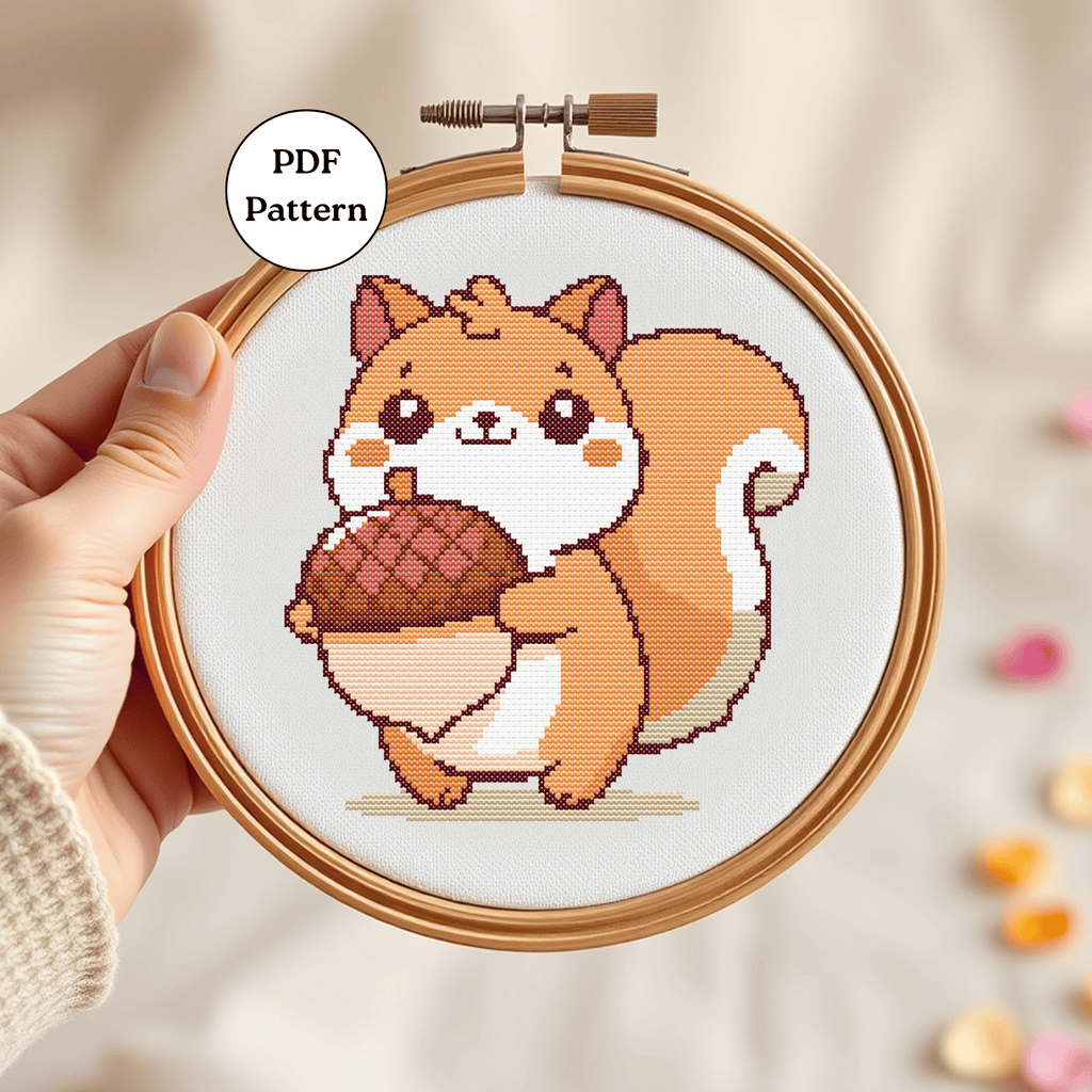 Digital Squirrel Cross Stitch Pattern PDF - November Studio by Linh