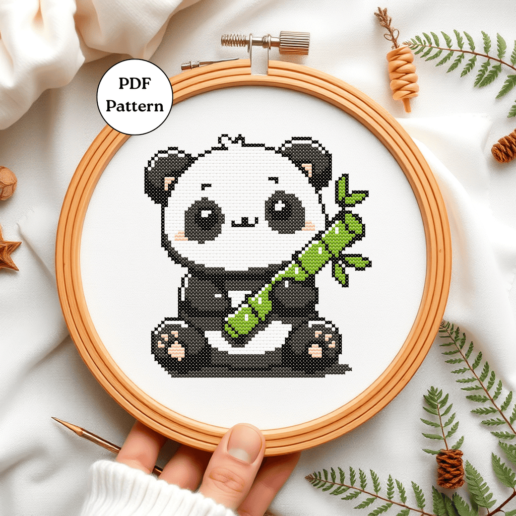 Digital Panda Cross Stitch Pattern PDF - November Studio by Linh