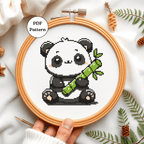 Digital Panda Cross Stitch Pattern PDF - November Studio by Linh